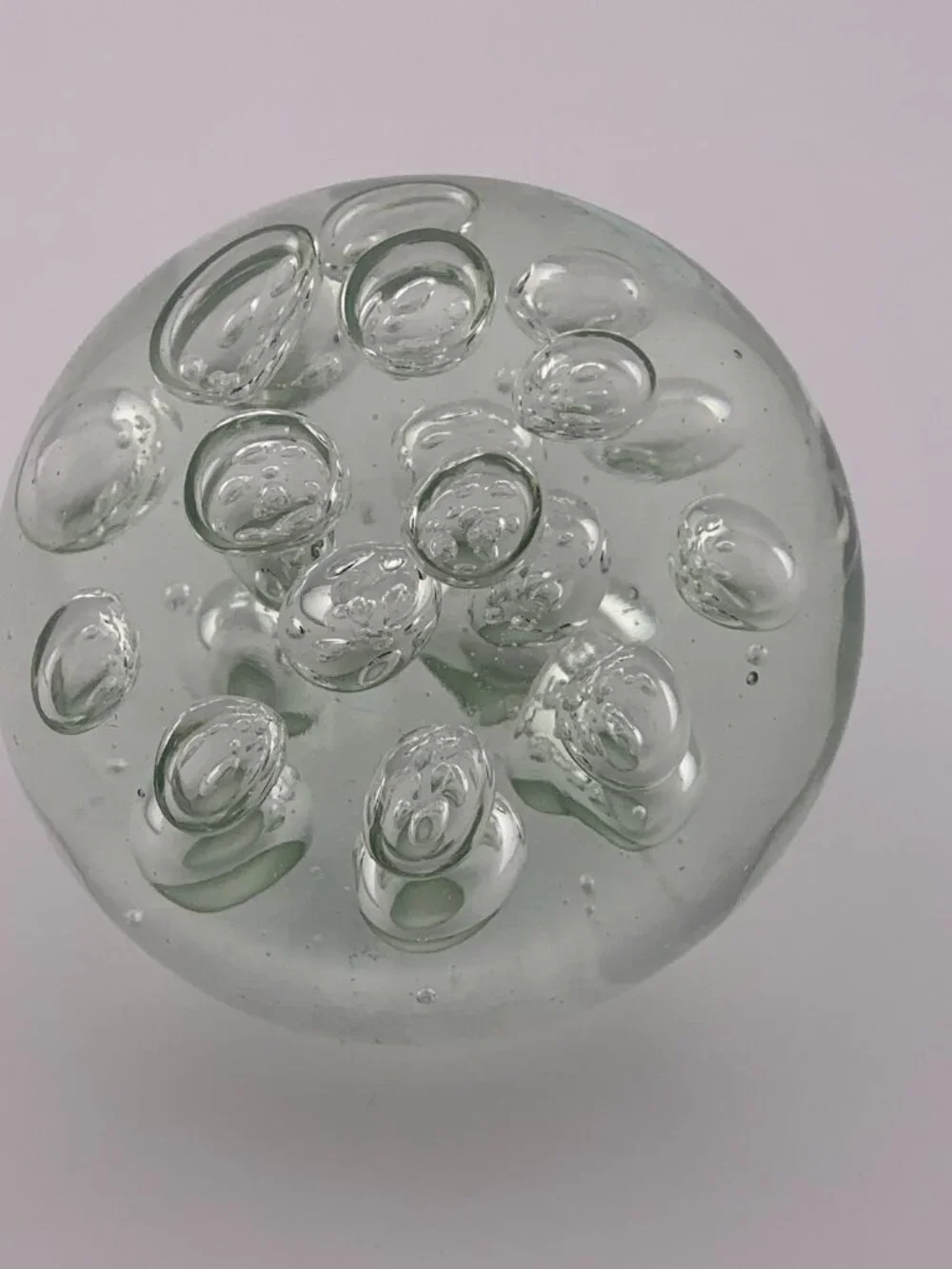 Clear Art Glass Paperweight Lot of 3 Bubble Sphere Heavy Desk Decor Clear Orange